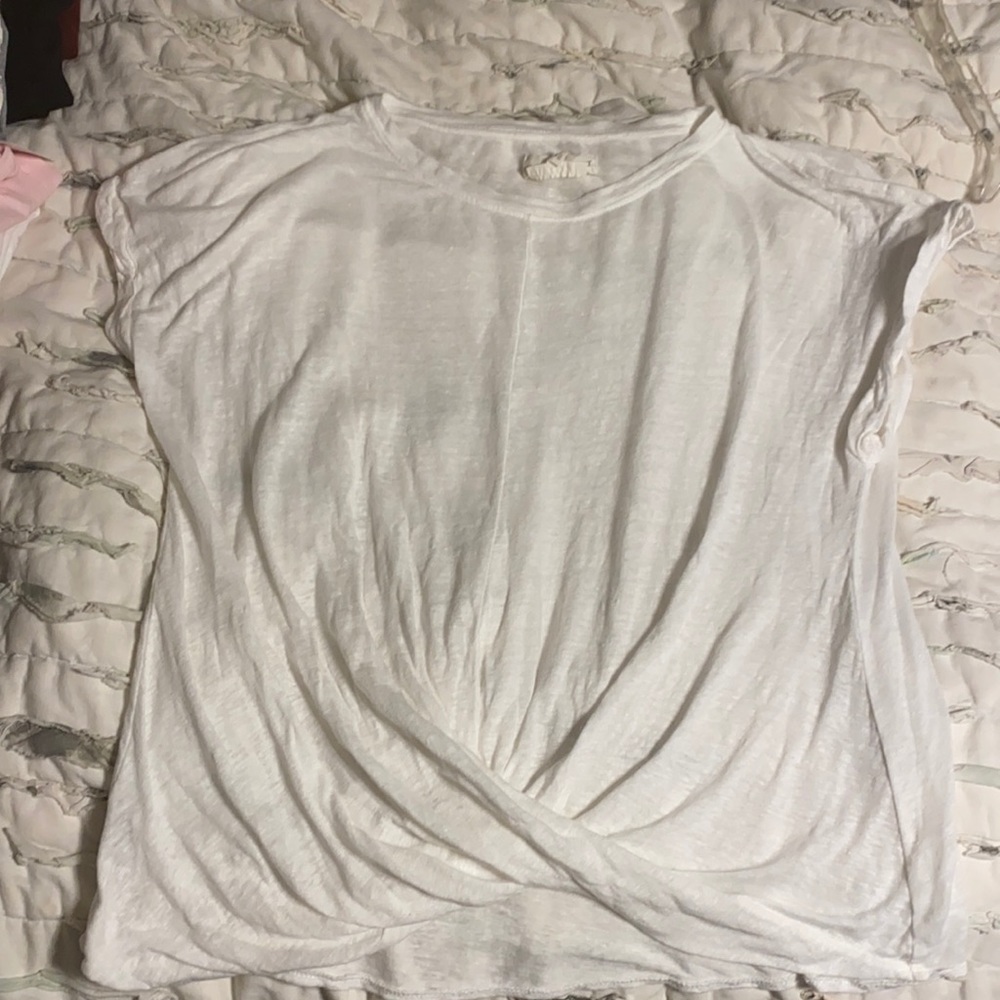 Lou & Grey/Loft- large- white linen t-shirt